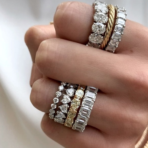 Stacking Sterling Silver Round Solitaire Eternity Wedding Band Ring Size 7 - Picture 4 of 7